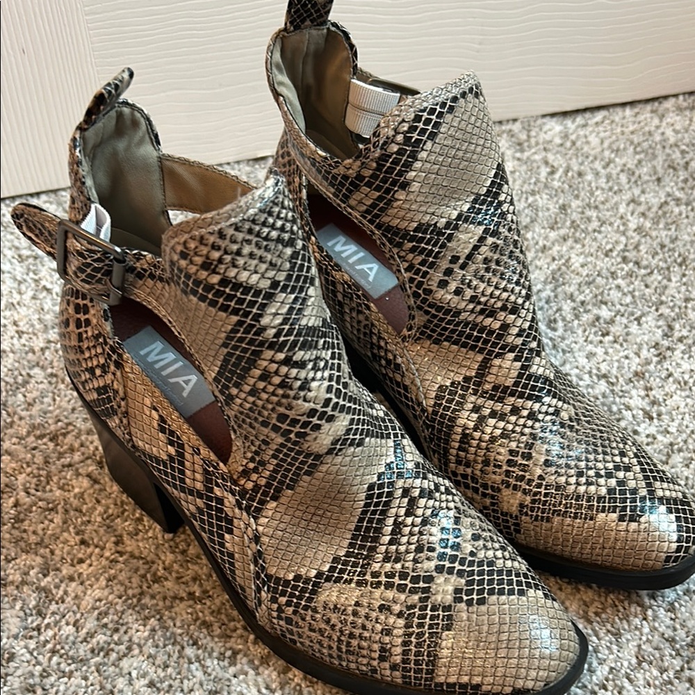 MIA Snakeskin Ankle Boots